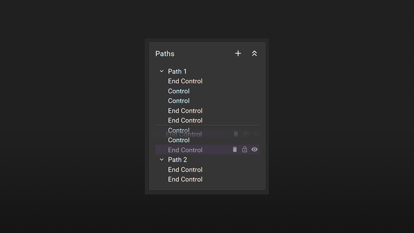 Dragging an end control in a path tree