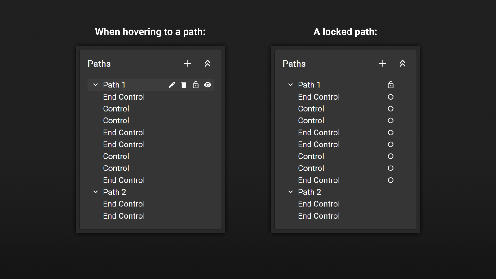 Hovering path in a path tree